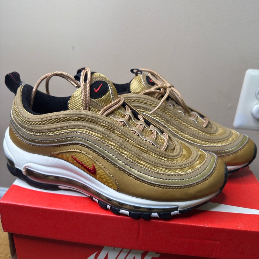 Nike Air Max 97 Metallic Gold with Red Accents